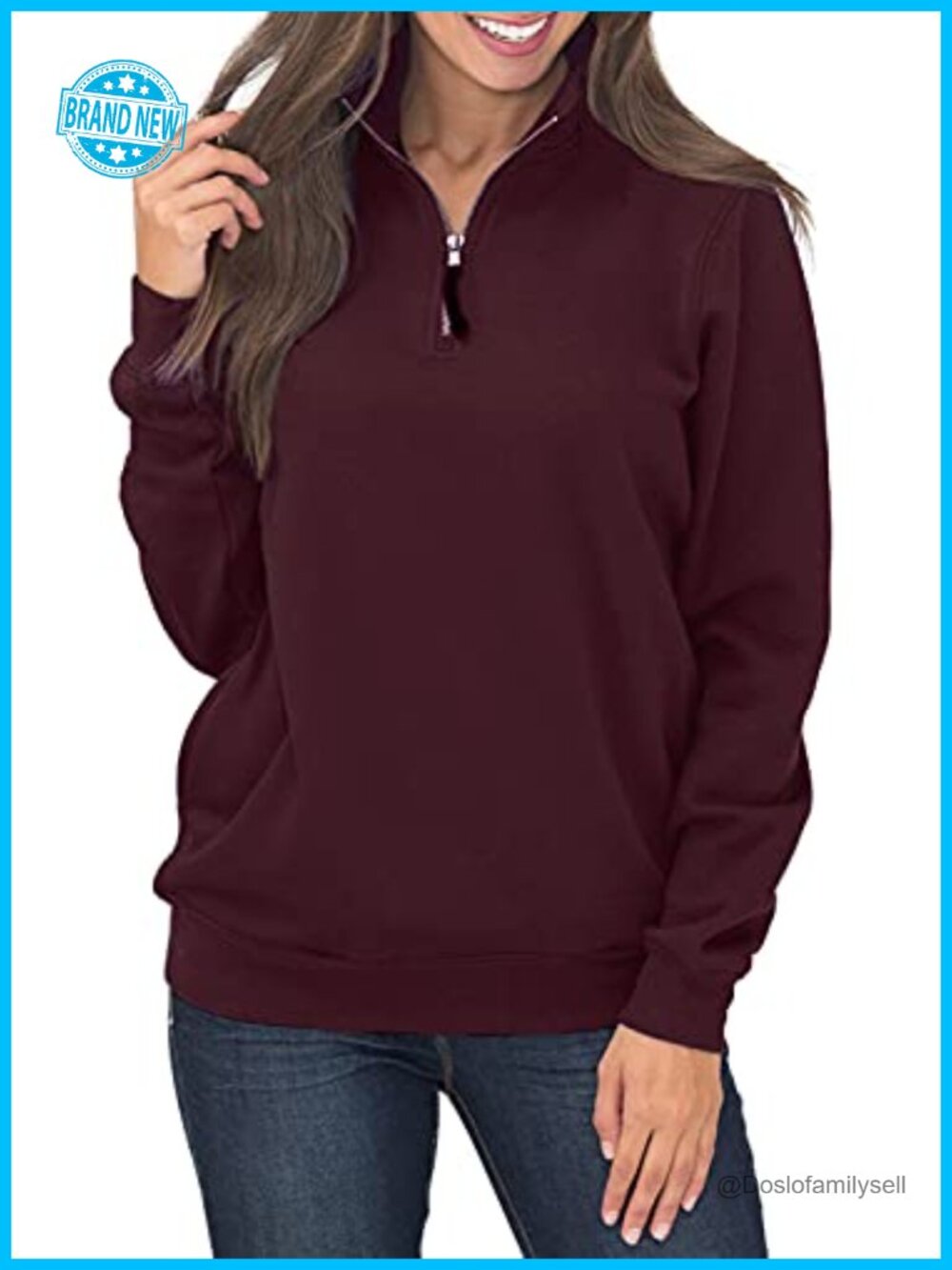 Womens Cozy High Neck 1/4 Zip Pullover Sweatshirt with Pockets